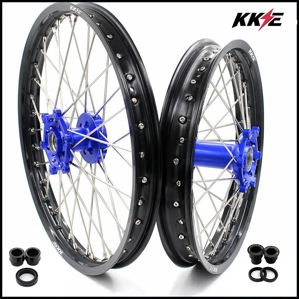 Kke 21 & 18 Enduro Wheels Rims Set For Yamaha Wr250r 2008-2020 Blue&Black 1