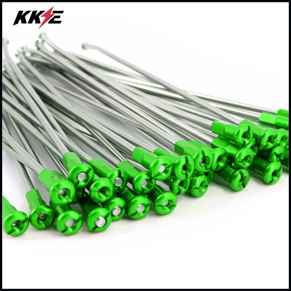 Kke 1.6*21 Front Spoke Set For Kawasaki Kx250f 05-18 Kx450f 07-18 Green Alloy Nipple 1