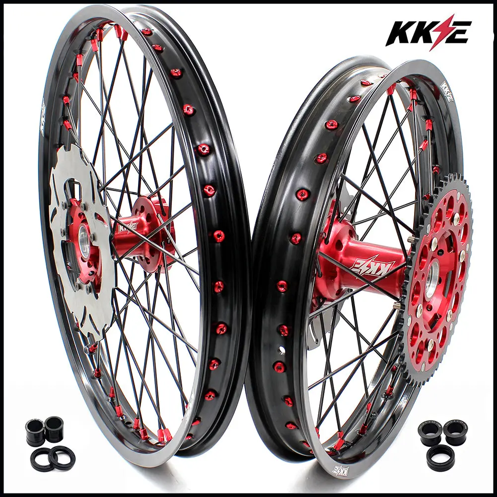 Kke 21&18 21&19 Wheels For Honda Xr650r 2000-2008 Discs Black Spokes 1