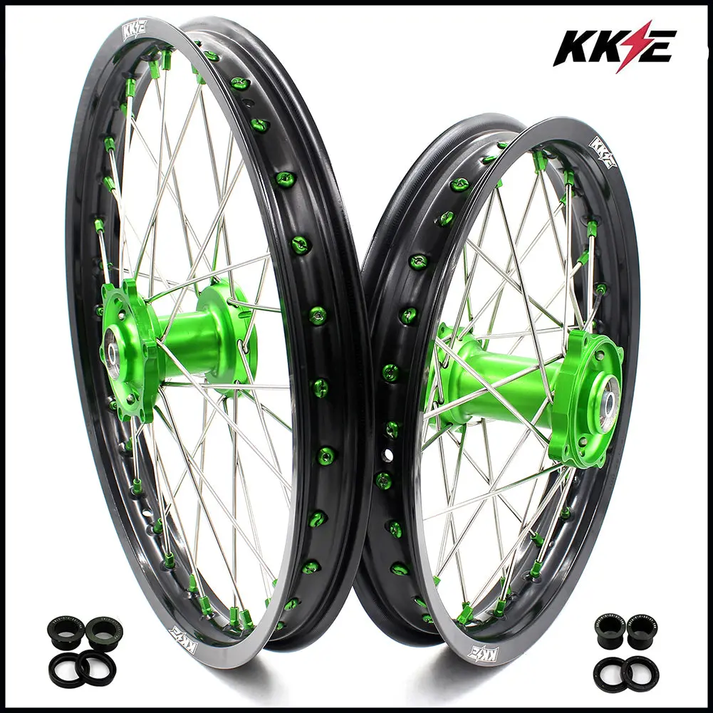 Pre-Order Kke 19" 16" For Kawasaki Kx85 Kx80 Kx100 Klx140/L Big Kid's Wheels Rim Green Hub 1