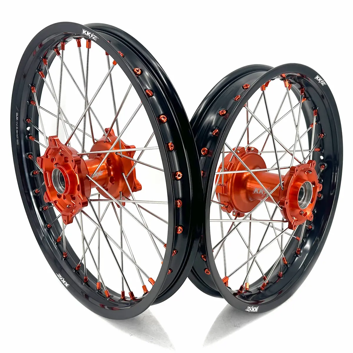 Kke 1.85-21" & 2.5-18" Motorcycle Tubed Spoke Wheels Rims Fit Ktm790 Adventure R 2019-2022 Orange Nipple 1