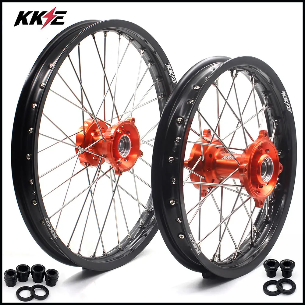 Kke 17"*1.4/14"*1.6 Kid's Small Wheels Rims Fit Ktm Sx 85 2003-2020 Orange Hub 1