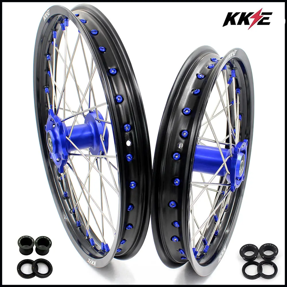 Kke For Kawasaki Kx80 Kx85 Kx100 19/16 Big Kid's Wheels Rims Blue Nipples 1