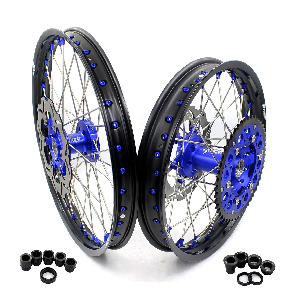 Kke 21"&18" Enduro Diretibke Wheels For Yamaha Yz125 Yz250 1999-2016 Yz250f Yz450f 2003-2015 Blue Nipples With Disc 1