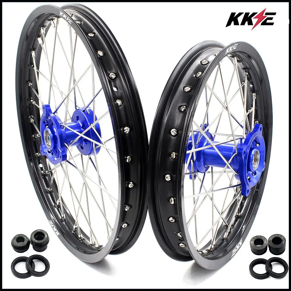 Kke 19 & 16 Spoked Kid's Wheels Rims Set For Kawasaki Kx80 Kx85 Blue 1