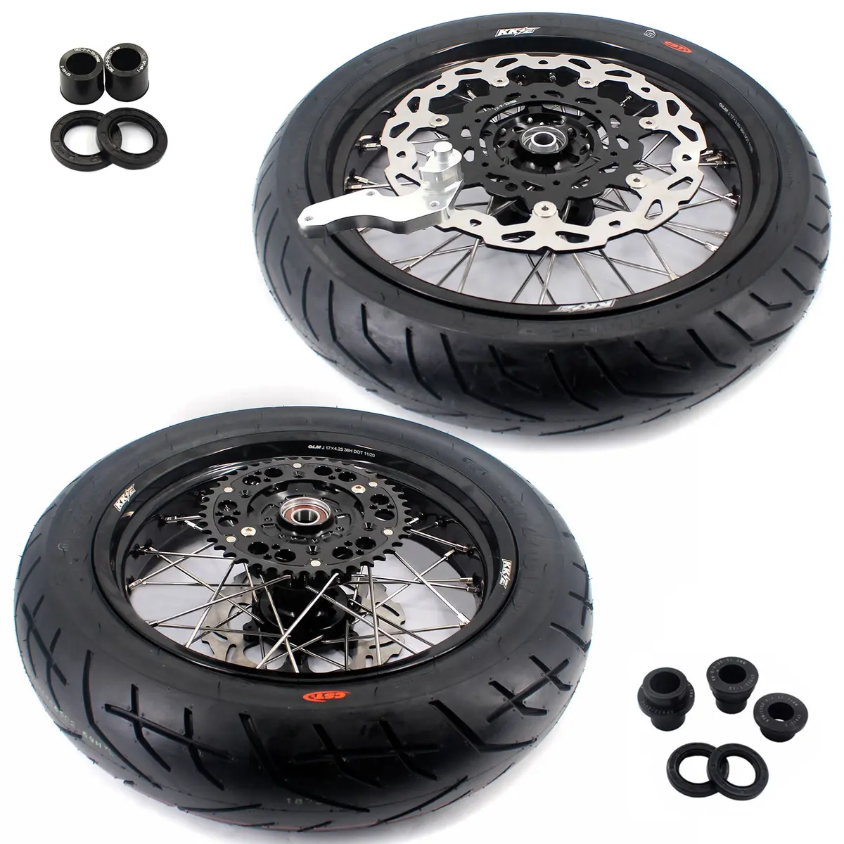Kke Cush Drive 3.5/4.25*17In. Supmermoto Wheels Kit For Suzuki Drz400sm 2005-2024 Cst Tires 1