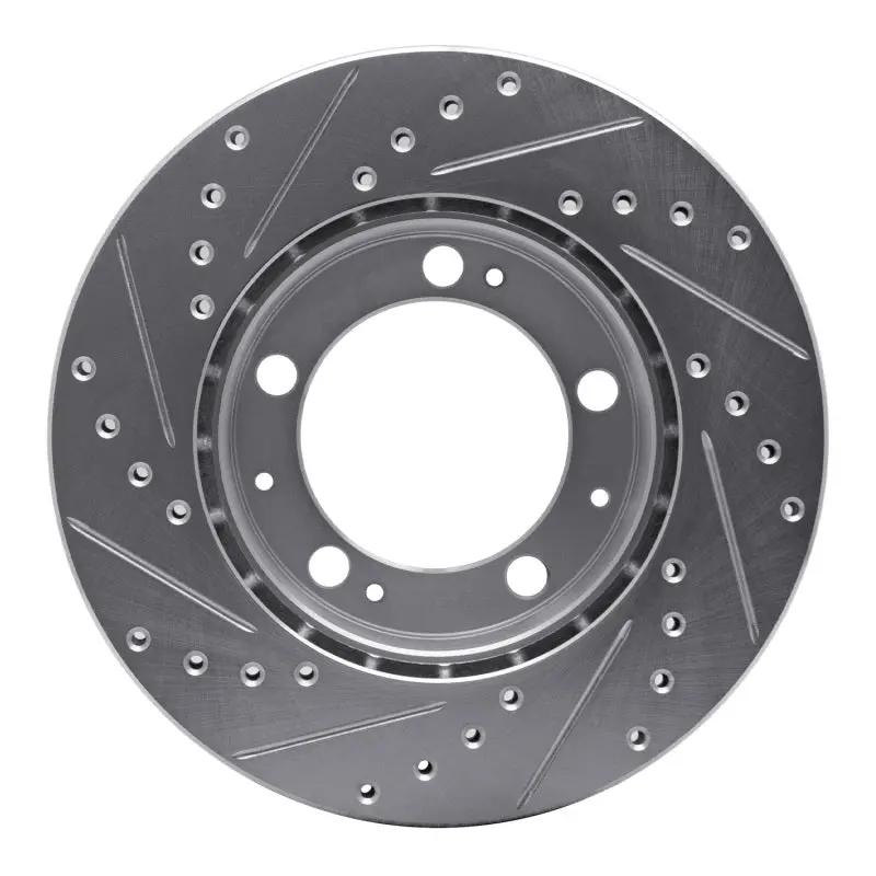 R1 87-89 Porsche 944 Except Turbo Front Right Drilled & Slotted Silver Brake Rotor 2