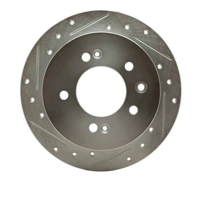 R1 07-10 Hyundai Elantra Rear Left Drilled & Slotted Silver Brake Rotor 1