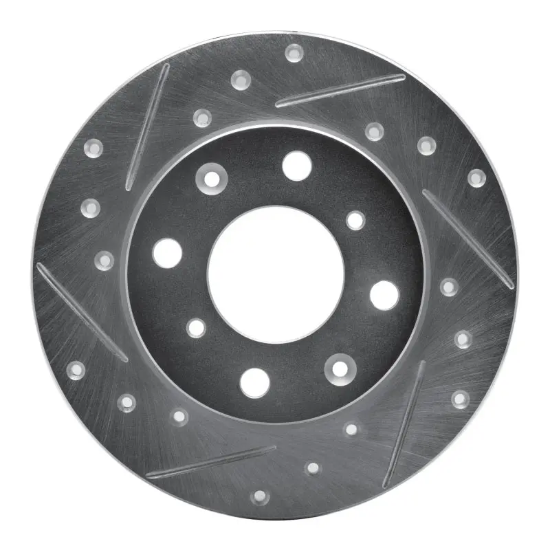 R1 79-83 Honda Civic Sedan Front Left Drilled & Slotted Silver Brake Rotor 1