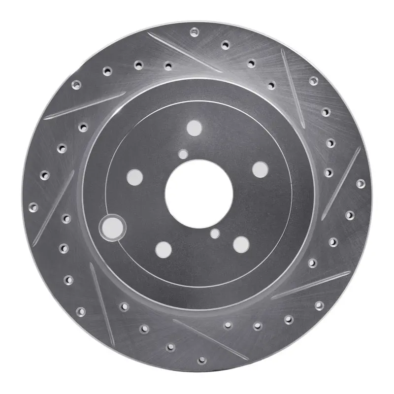R1 08-20 Subaru Wrx Sti Rear Right Drilled & Slotted Silver Brake Rotor 1