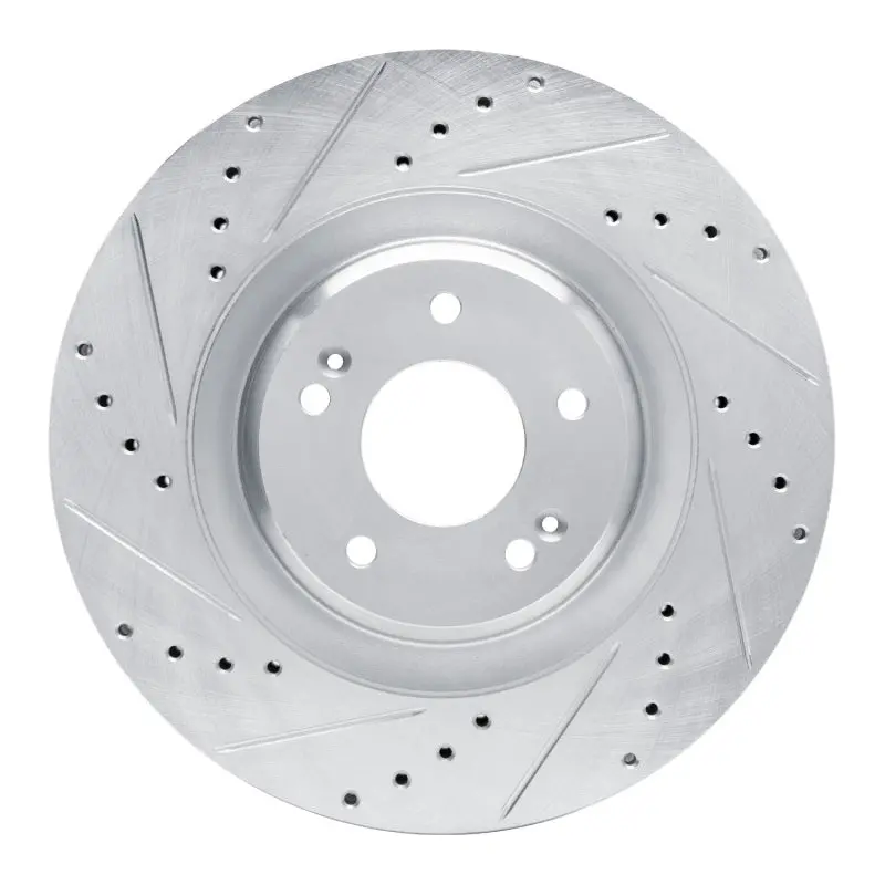 R1 19-22 Hyundai Veloster N Front Left Drilled & Slotted Silver Brake Rotor 1