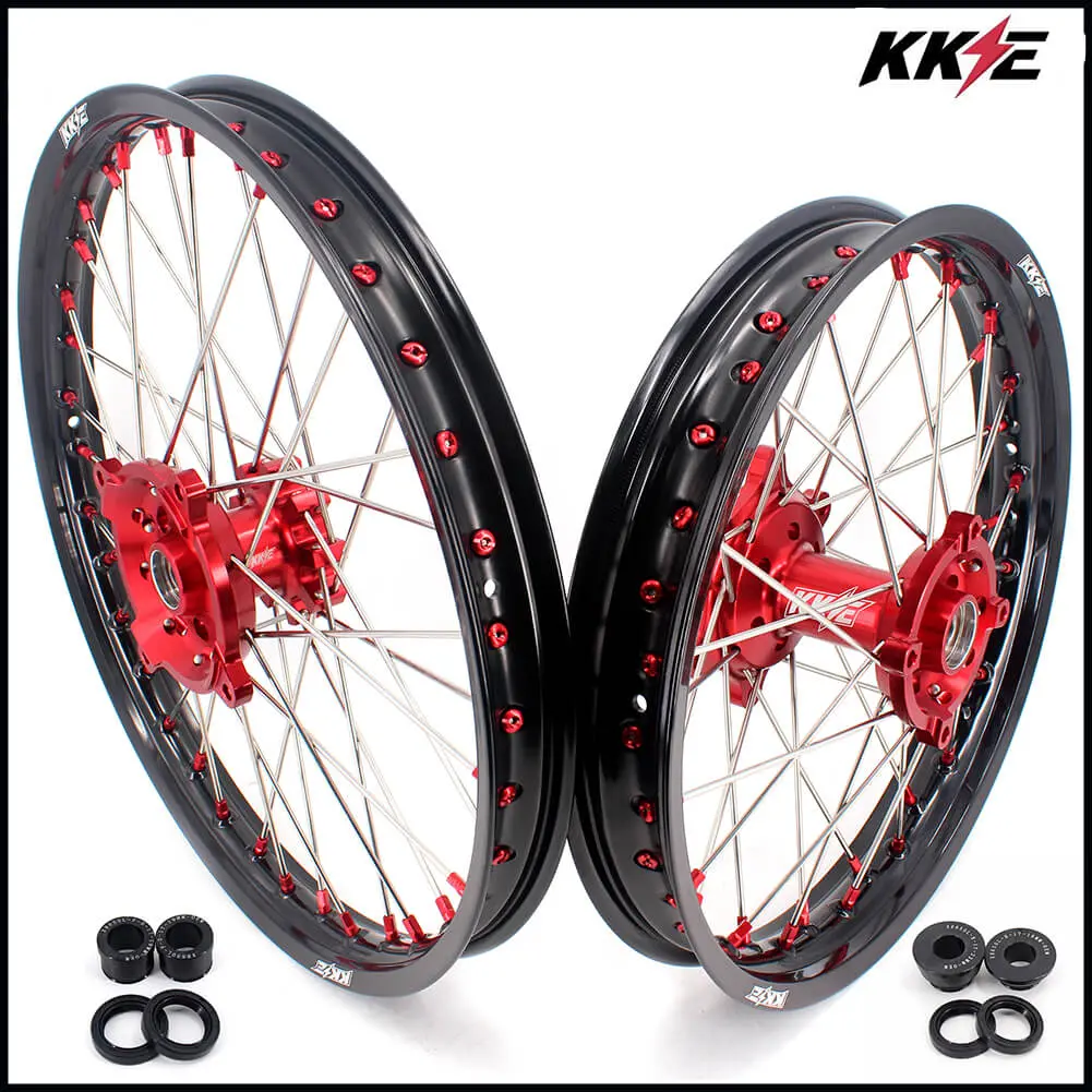 Pre-Order Kke 21" 18" Oem Size Motorcycle Alloy Wheels Rims Compatible With Honda Xr650l 1993-2024 Red Nipples 1