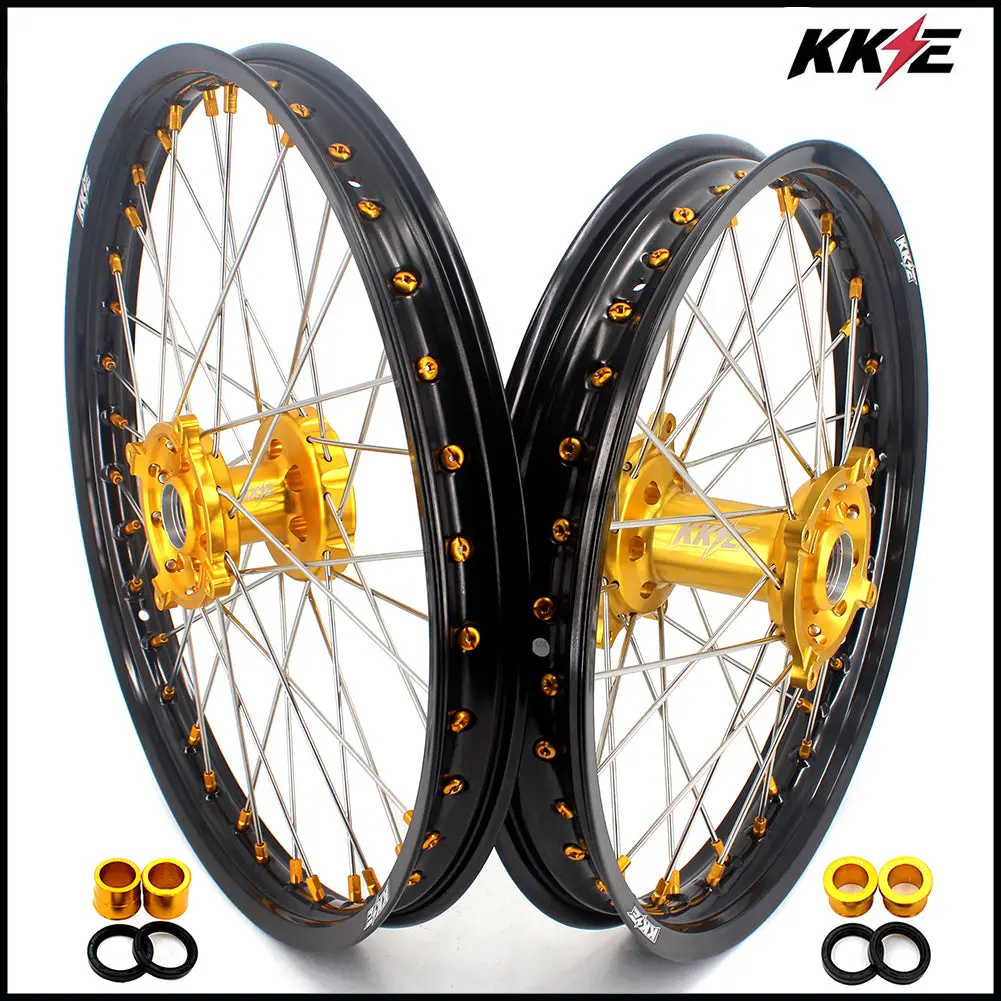 Kke 21 & 18 Enduro Rims For Suzuki Rmz250 2007-2018 Rmz450 2005-2017 Gold Nipple 1
