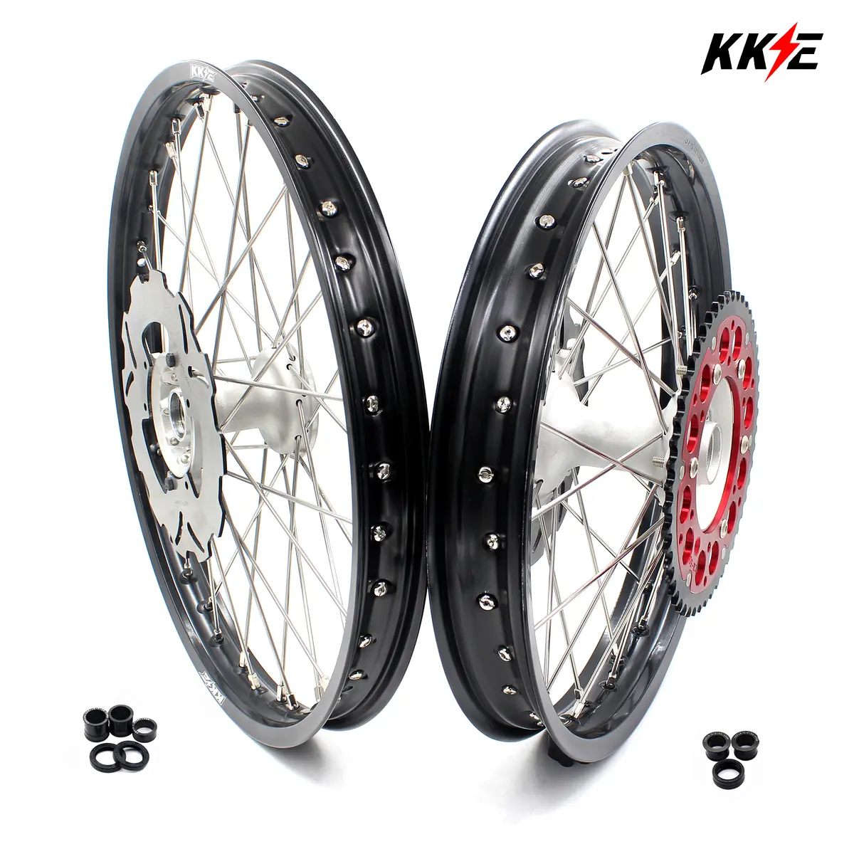 Kke 21 & 18 Casting Mx Rims For Honda Xr400r 96-04 Xr600r 91-2000 240Mm/220Mm Disc Silver&Black 1