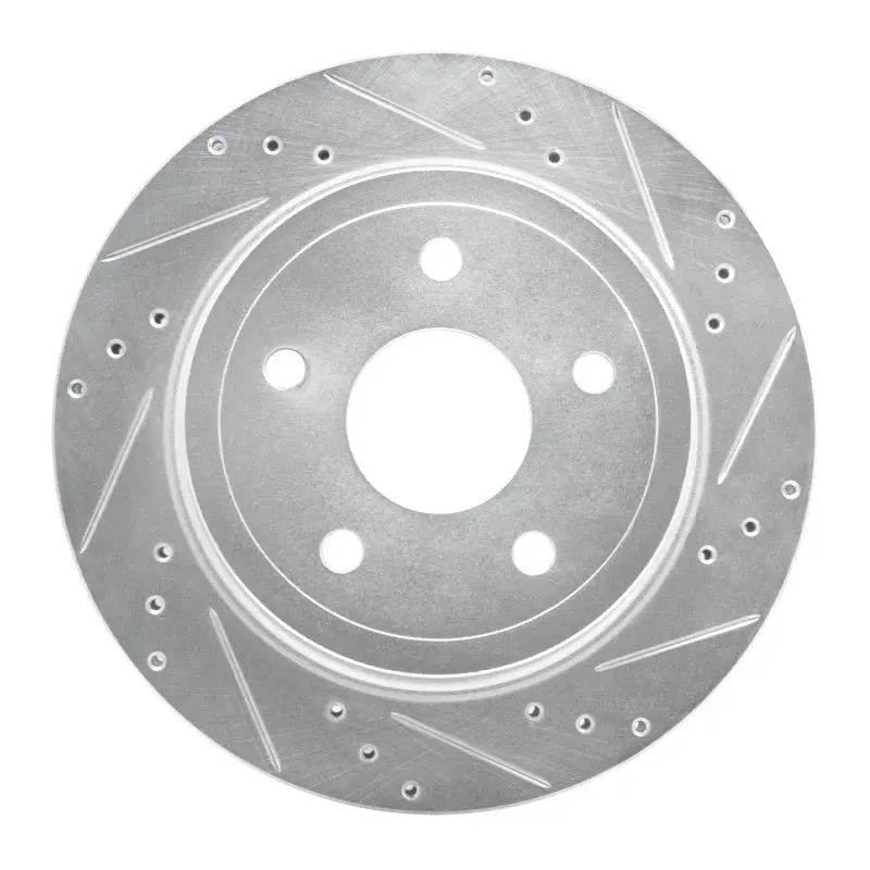 R1 04-06 Dodge Ram 1500 Pickup Rear Left Drilled & Slotted Silver Brake Rotor 1