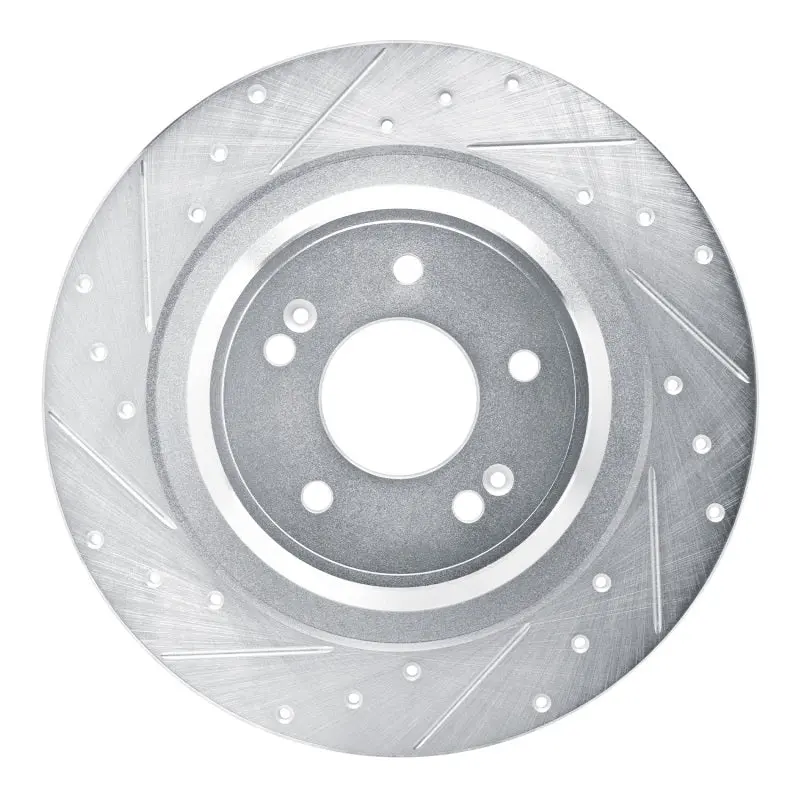 R1 22-25 Hyundai Santa Fe Rear Left Drilled & Slotted Silver Brake Rotor 1