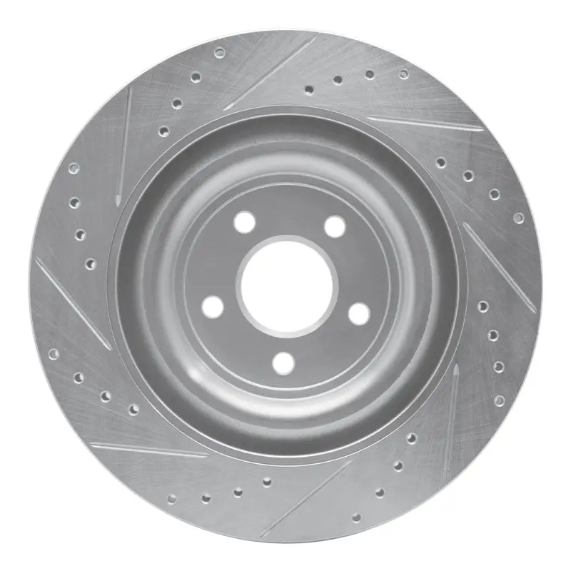 R1 08-09 Jaguar Xkr Left Rear Drilled & Slotted Silver Brake Rotor 2
