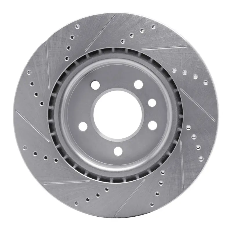 R1 18-20 Land Rover Discovery Rear Right Drilled & Slotted Silver Brake Rotor 2