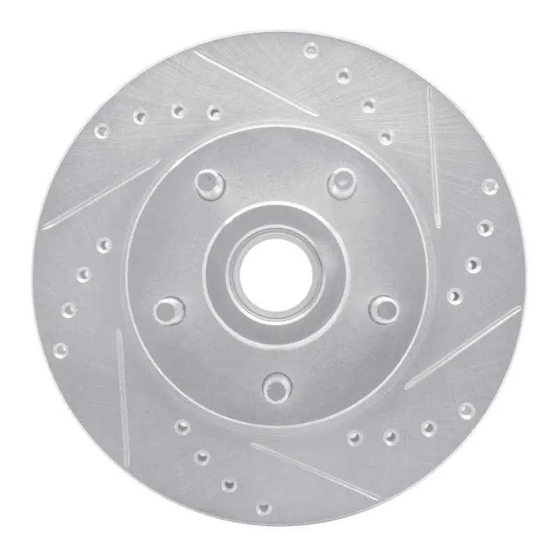 R1 70-72 Dodge Challenger Front Right Drilled & Slotted Silver Brake Rotor 1