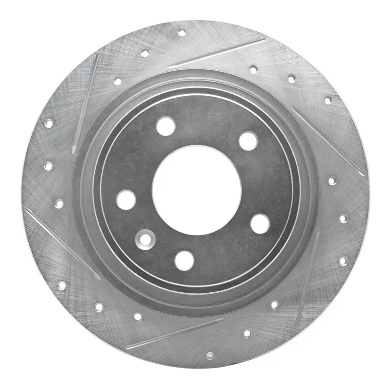 R1 11-19 Buick Cascada Rear Left Drilled & Slotted Silver Brake Rotor 1