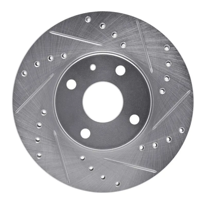 R1 1990-2003 Ford Escort Front Right Drilled & Slotted Silver Brake Rotor 1
