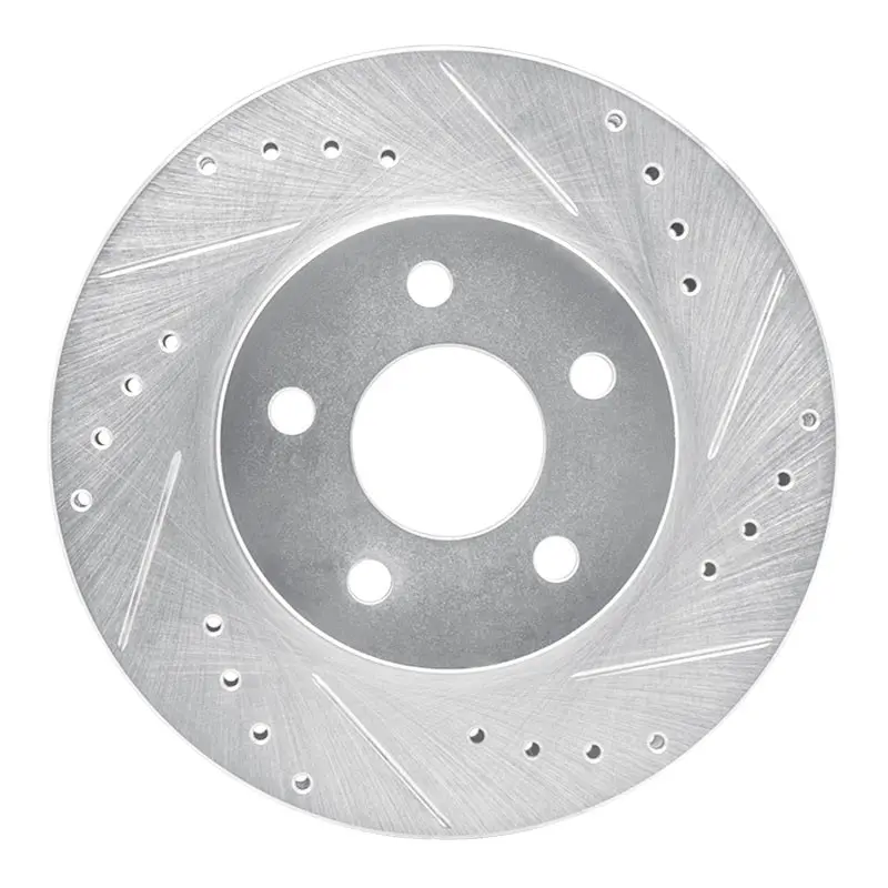 R1 89-90 Ford Thunderbird Front Right Drilled & Slotted Silver Brake Rotor 1