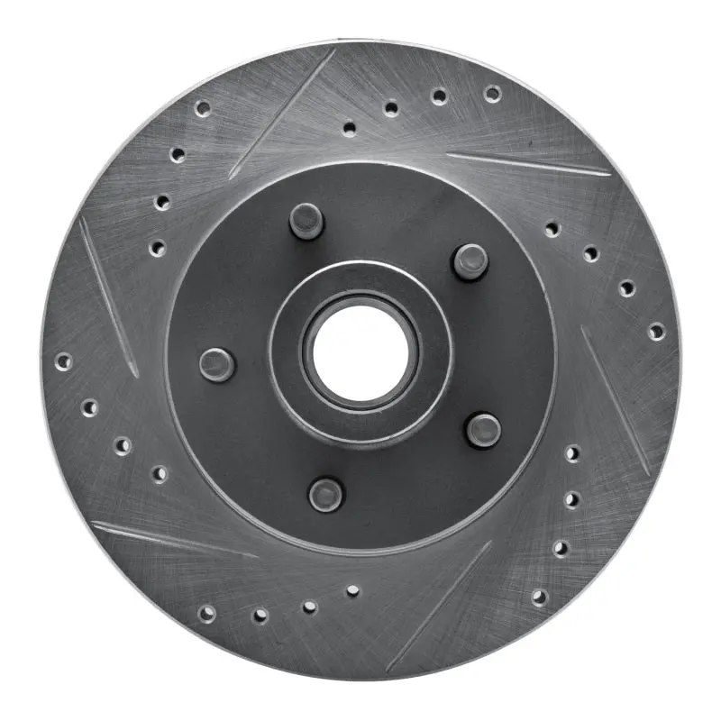 R1 74-79 Ford Gran Torino Front Left Drilled & Slotted Silver Brake Rotor 1