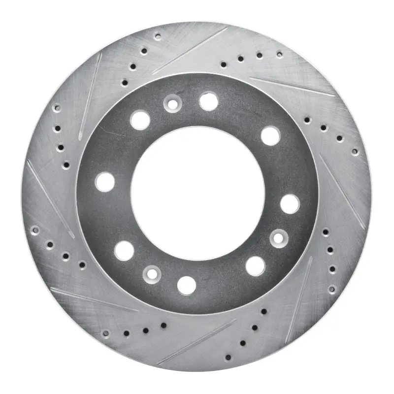 R1 06-11 Cadillac Dts Front Left Drilled & Slotted Silver Brake Rotor 1