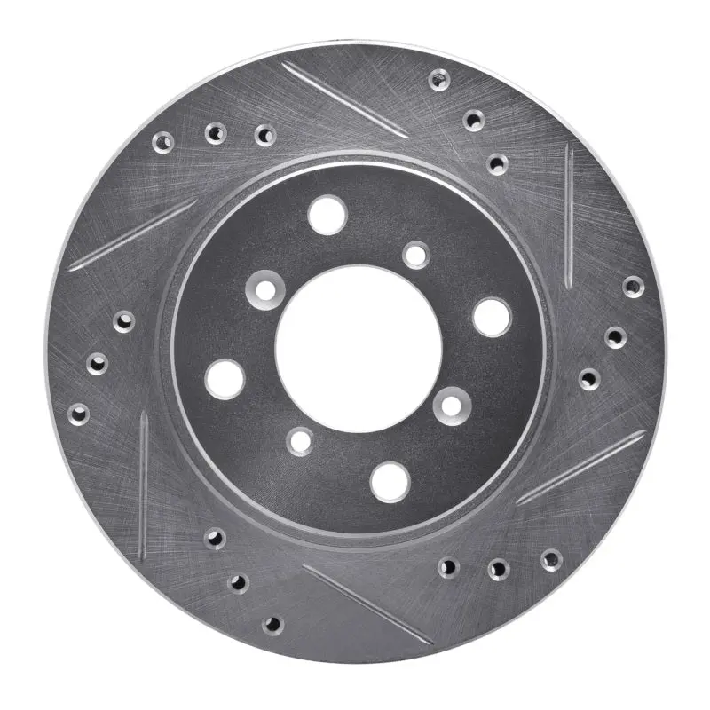 R1 95-02 Suzuki Esteem Front Right Drilled & Slotted Silver Brake Rotor 1
