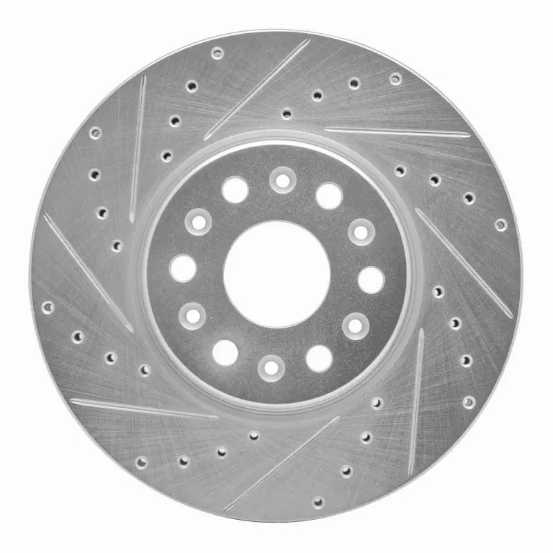 R1 2017-2025 Buick Enclave Front Left Drilled & Slotted Silver Brake Rotor 1