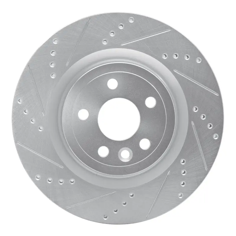 R1 17-20 Jaguar F-Pace Rear Left Drilled & Slotted Silver Brake Rotor 1