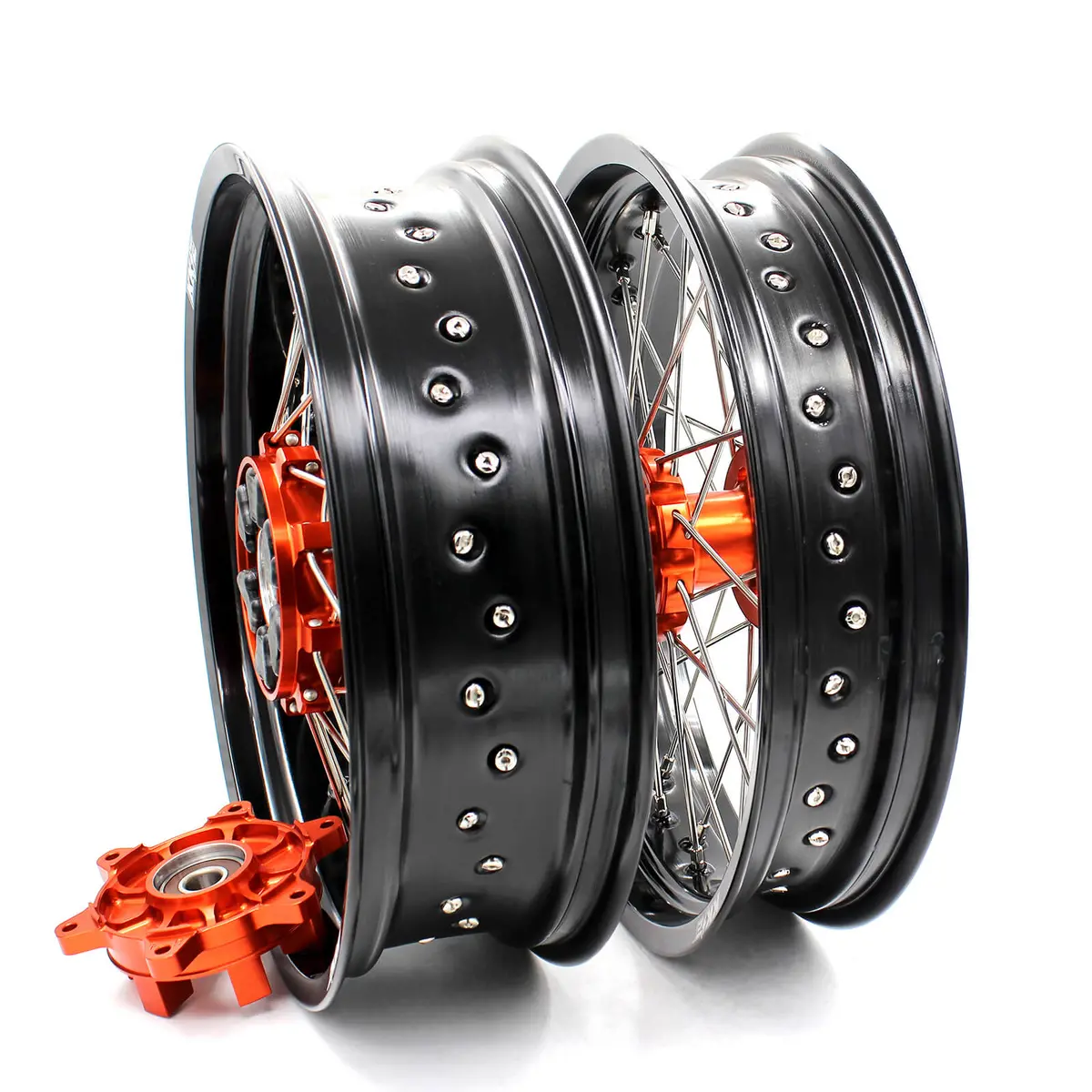 Kke 3.5*17 / 4.5*17 Cush Drive Supermoto Rims For Ktm 625 Smc 640 Lc4 660 Smc Orange&Black 2