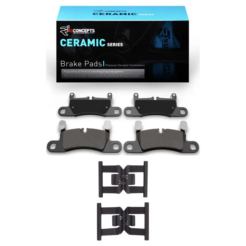 R1 11-18 Porsche Cayenne Rear Ceramic Brake Pads & Hardware Kit 1