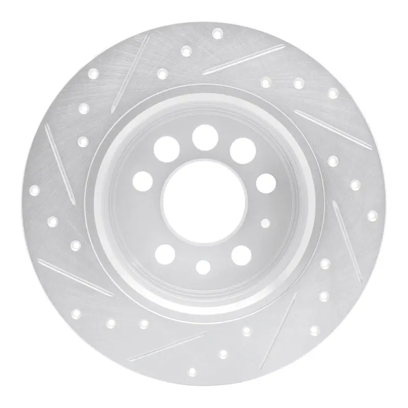 R1 1974-1995 Volvo 245 Rear Right Drilled & Slotted Silver Brake Rotor 2