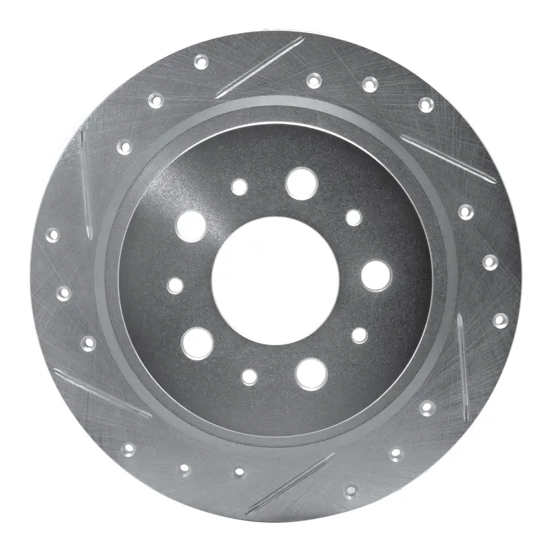 R1 97-98 Volvo S90 Rear Left Drilled & Slotted Silver Brake Rotor 1