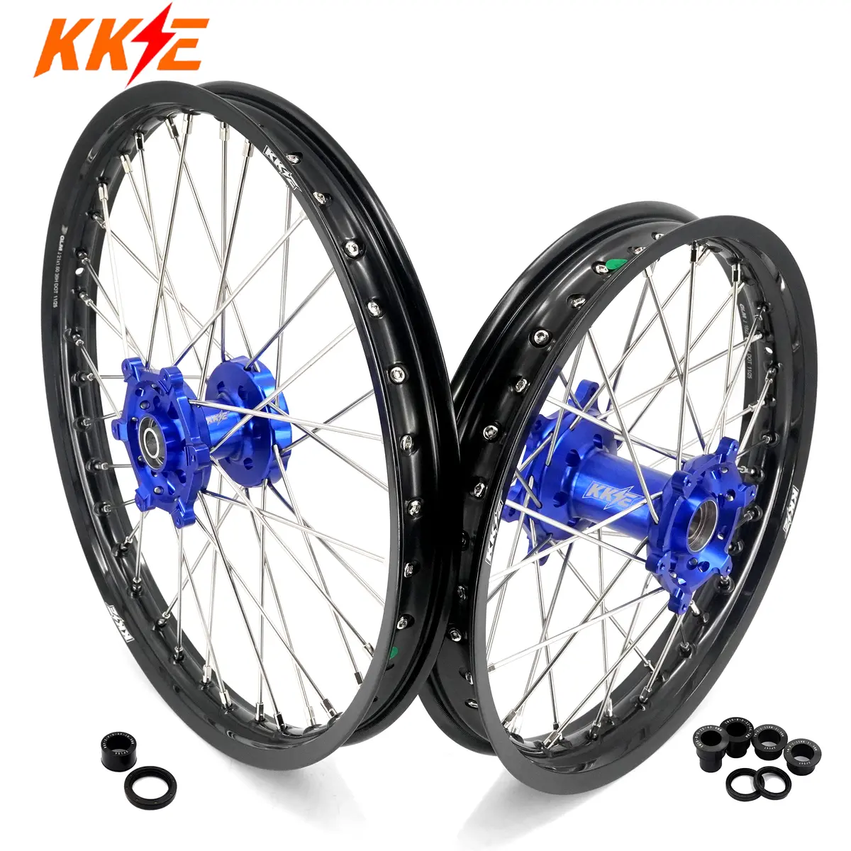 Kke 21 & 18 Enduro Wheels For Yamaha Wr250f 2001-2016 Wr450f 2003-2015 Blue&Black 250Mm Disc 1