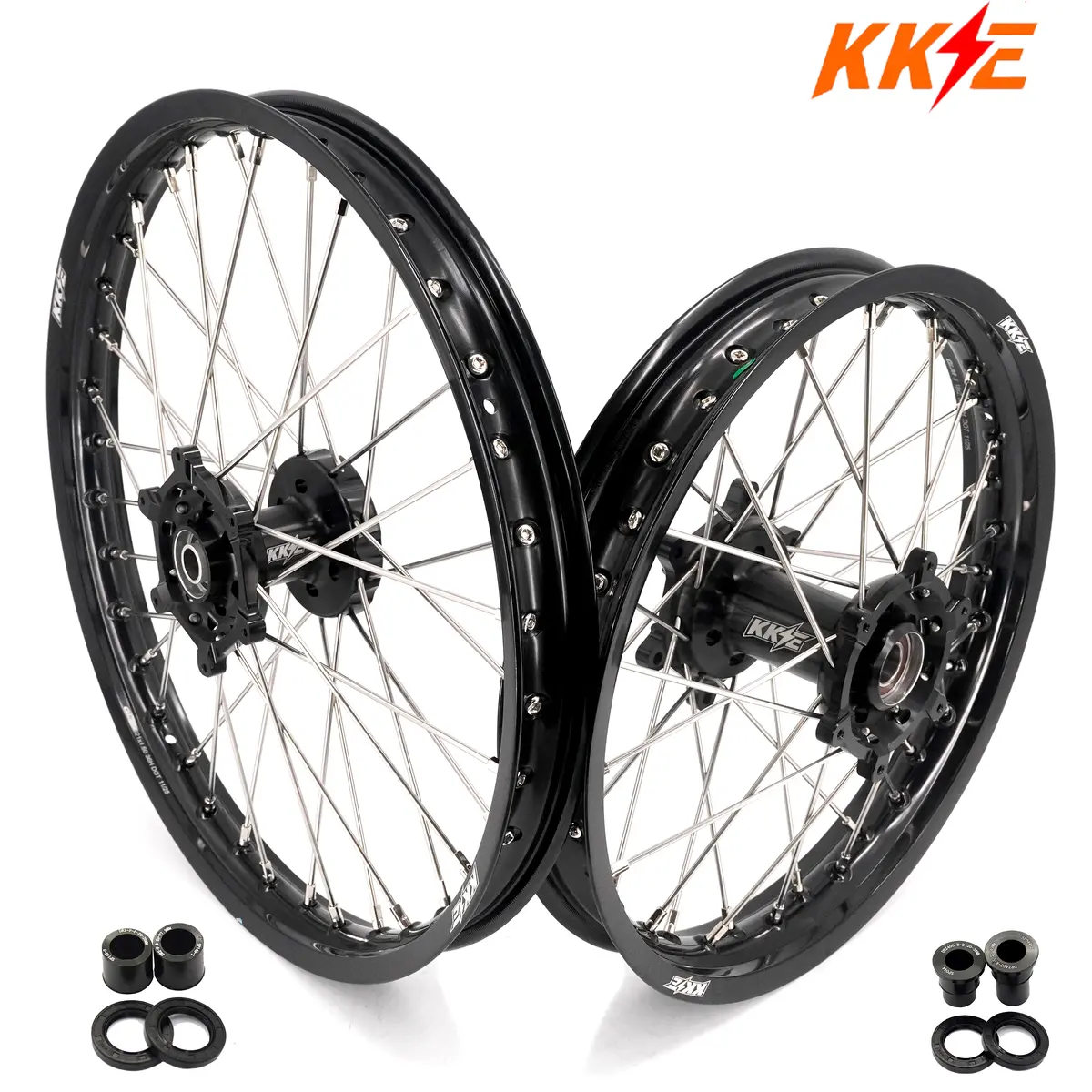 Kke 21/18 Enduro Off Road Wheels Rim Fit For Suzuki Drz400sm 2005-2024 Black Hub 1