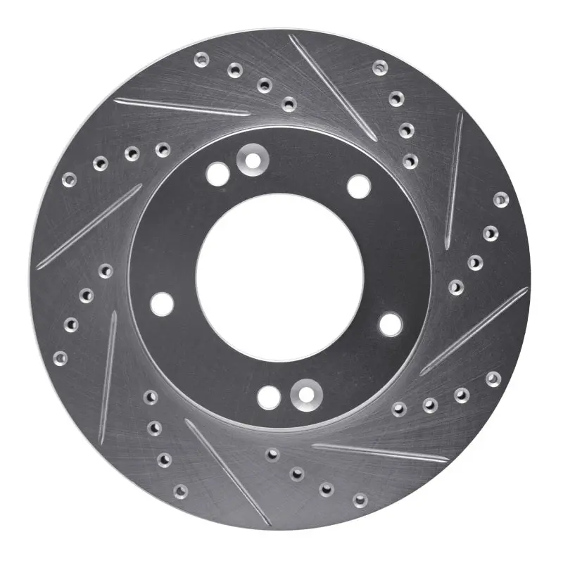 R1 03-06 Kia Sorento Front Right Drilled & Slotted Silver Brake Rotor 1