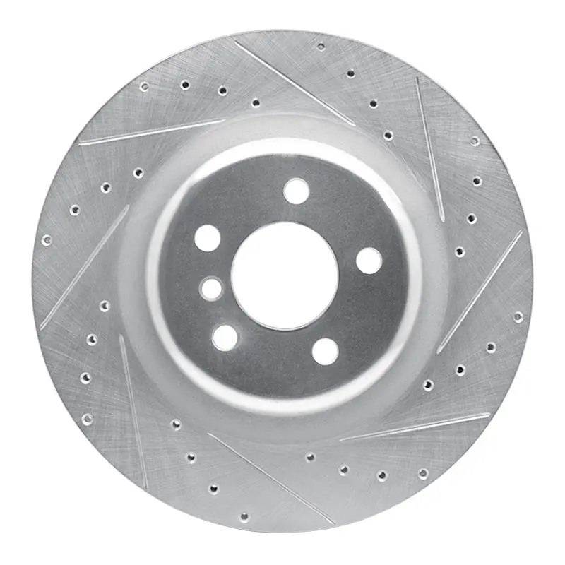 R1 10-14 Bmw X5 Rear Right Drilled & Slotted Silver Brake Rotor 1