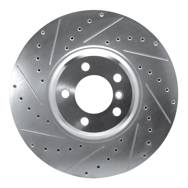 R1 07-08 Bmw Alpina B7 Front Left Drilled & Slotted Silver Brake Rotor 1