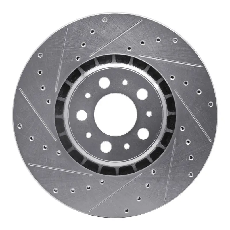 R1 03-09 Volvo Xc90 Front Left Drilled & Slotted Silver Brake Rotor 1