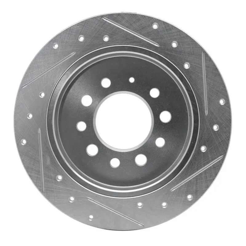R1 07-08 Hyundai Tiburon Rear Left Drilled & Slotted Silver Brake Rotor 2