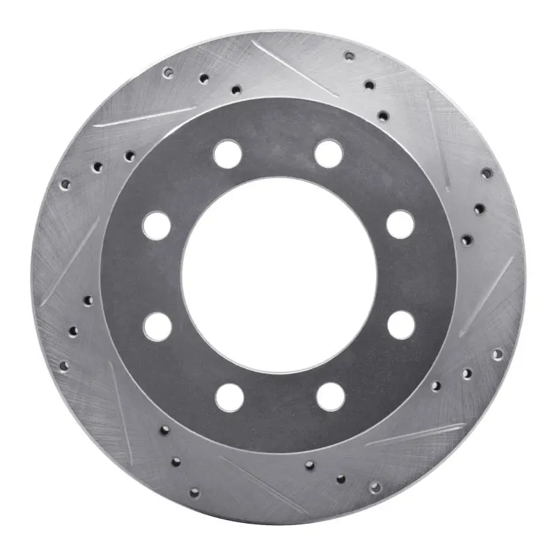 R1 00-02 Dodge Ram 3500 Front Right Drilled & Slotted Silver Brake Rotor 1
