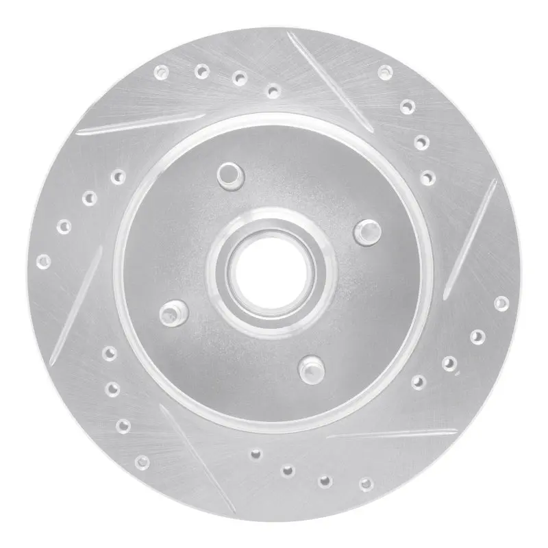 R1 93-93 Ford Mustang Front Right Drilled & Slotted Silver Brake Rotor 1