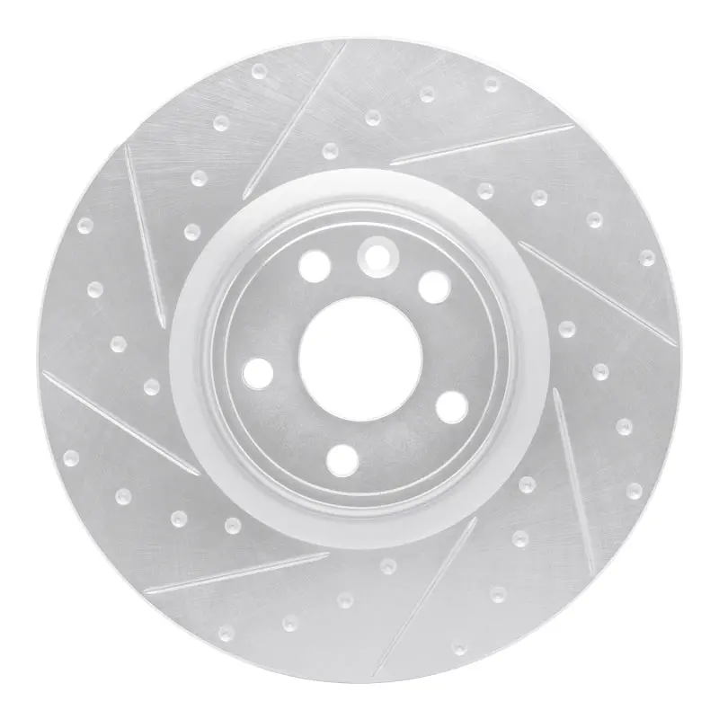 R1 18-20 Jaguar E-Pace Front Left Drilled & Slotted Silver Brake Rotor 1