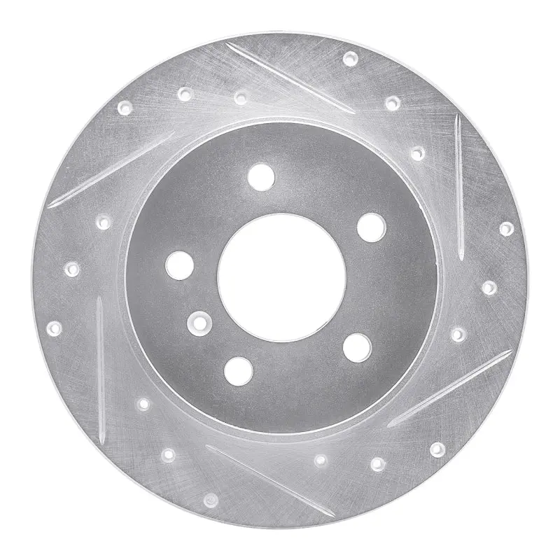 R1 06-11 Buick Lucerne Rear Right Drilled & Slotted Silver Brake Rotor 1