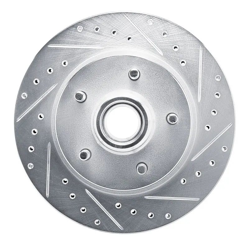 R1 90-90 Cadillac Brougham Front Right Drilled & Slotted Silver Brake Rotor 1