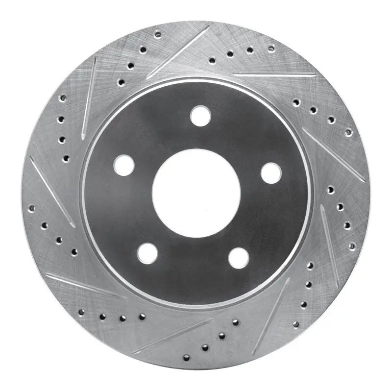 R1 02-24 Chrysler Aspen Front Right Drilled & Slotted Silver Brake Rotor 1