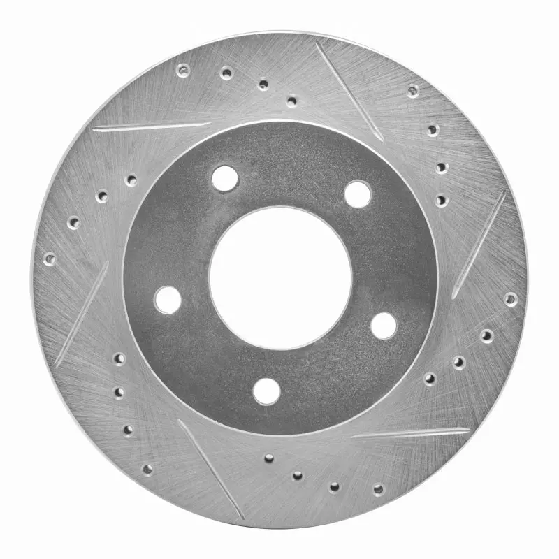 R1 75-79 Ford Thunderbird Left Rear Drilled & Slotted Silver Brake Rotor 1
