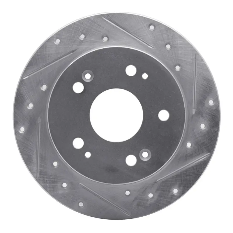 R1 06-15 Honda Civic Si Rear Right Drilled & Slotted Silver Brake Rotor 1